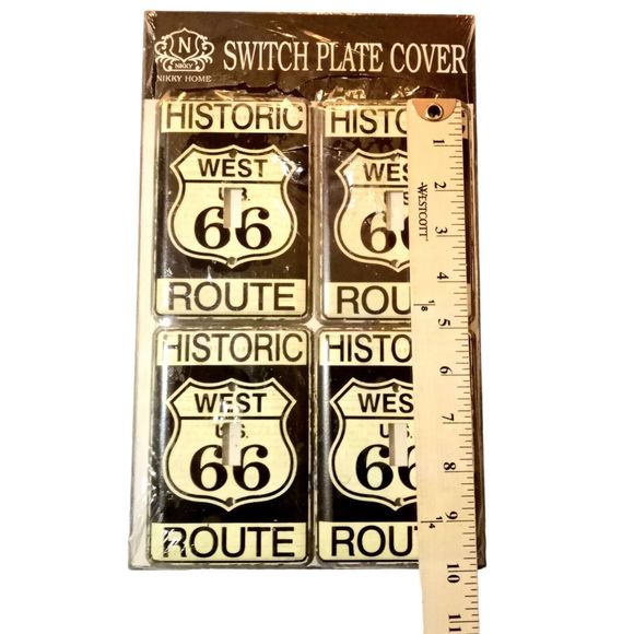 Rustic Metal Historic West US Route 66 Switch Plate Cover Antique White Black - Picture 9 of 10